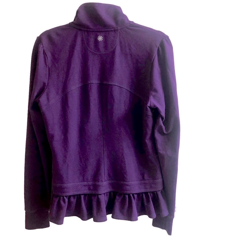 Athleta Full Zip Detachable Peplum Hem Purple Sweatshirt Size Medium - Picture 3 of 8